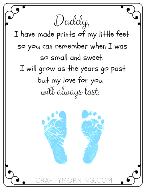 FAther's day crafts for kids Footprint Poem
