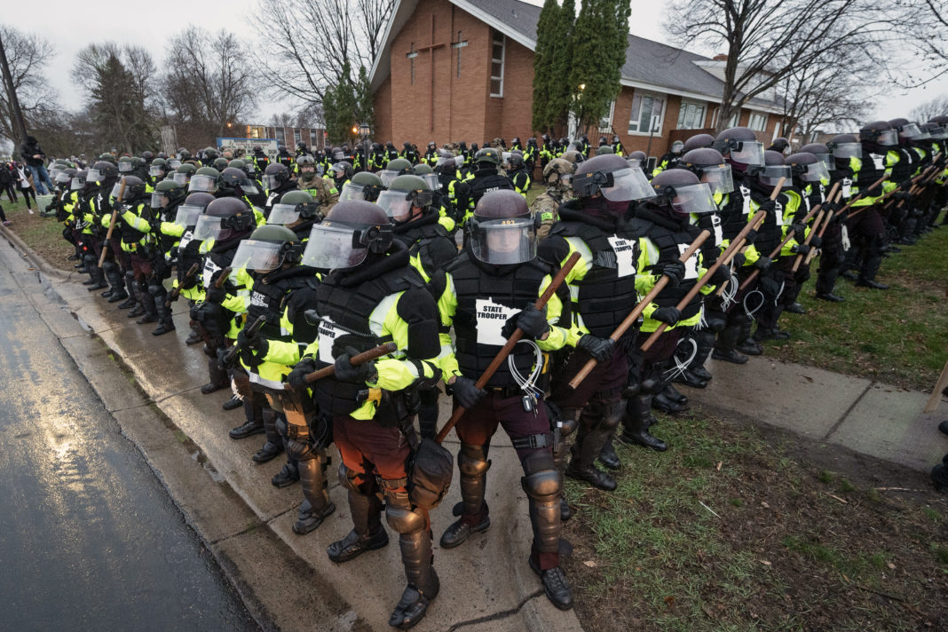 police and protestors