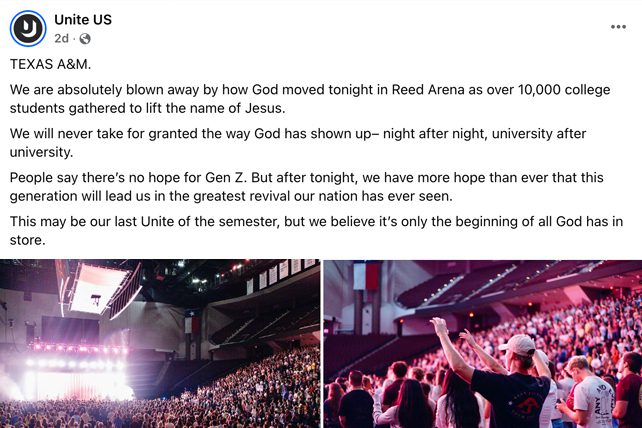 ‘Truly Indescribable’—10,000 Texas A&M Students Praise Jesus at Unite US Event