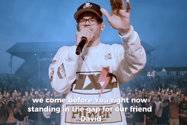 Tauren Wells prays for Crowder