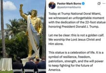‘This Is Not a Golden Calf’—Pastor Mark Burns Defends Golden Trump Statue donald Trump